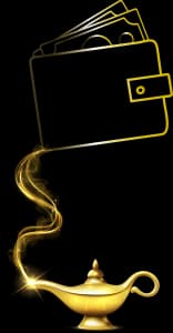 Wallet above genie lamp